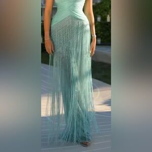 Elegant Turquoise Fringe Dress